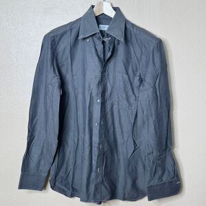 Luigi Borrelli Shirt Mens 16/41 Gray Button Down Long Sleeve Handmade Italy New